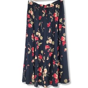 Koret Black and Red Floral Skirt, size 14